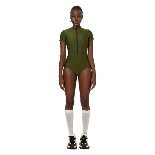 Yupova Women Green Short Sleeve One Piece Swimsuit with Padded No Underwire Swimwear